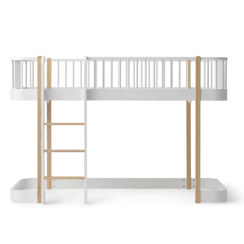 Oliver Furniture halbhohes Hochbett Wood Original Weiß/Eiche - Leiter vorne 138 cm