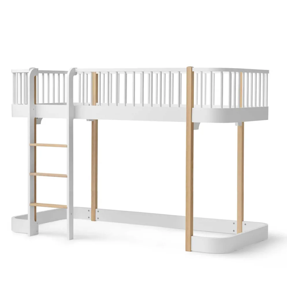 Oliver Furniture halbhohes Hochbett Wood Original Weiß/Eiche - Leiter vorne 138 cm