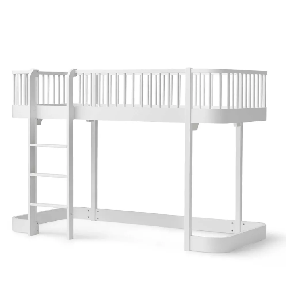 Oliver Furniture halbhohes Hochbett Wood Original Weiß - Leiter vorne 138 cm
