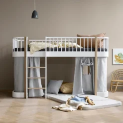 Oliver Furniture halbhohes Hochbett Wood Original Weiß - Leiter vorne 138 cm
