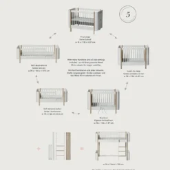 Oliver Furniture Umbauset für Baby- und Kinderbett Wood Mini+ zum halbhohen Hochbett Weiß/Eiche