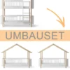 Oliver Furniture Umbauset Wood Mini+ halbhohes Etagenbett zu 2 Hausbetten weiß/Eiche