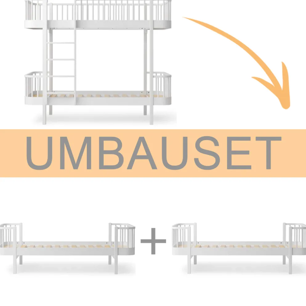 Oliver Furniture Umbauset Wood Original Etagenbett zu 2 Einzelbetten Weiß