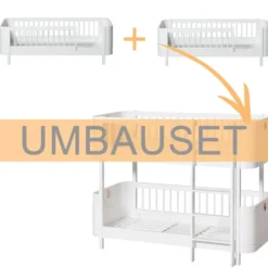 Oliver Furniture Umbauset Wood Mini+ 2 Juniorbetten zum halbhohen Etagenbett Weiß