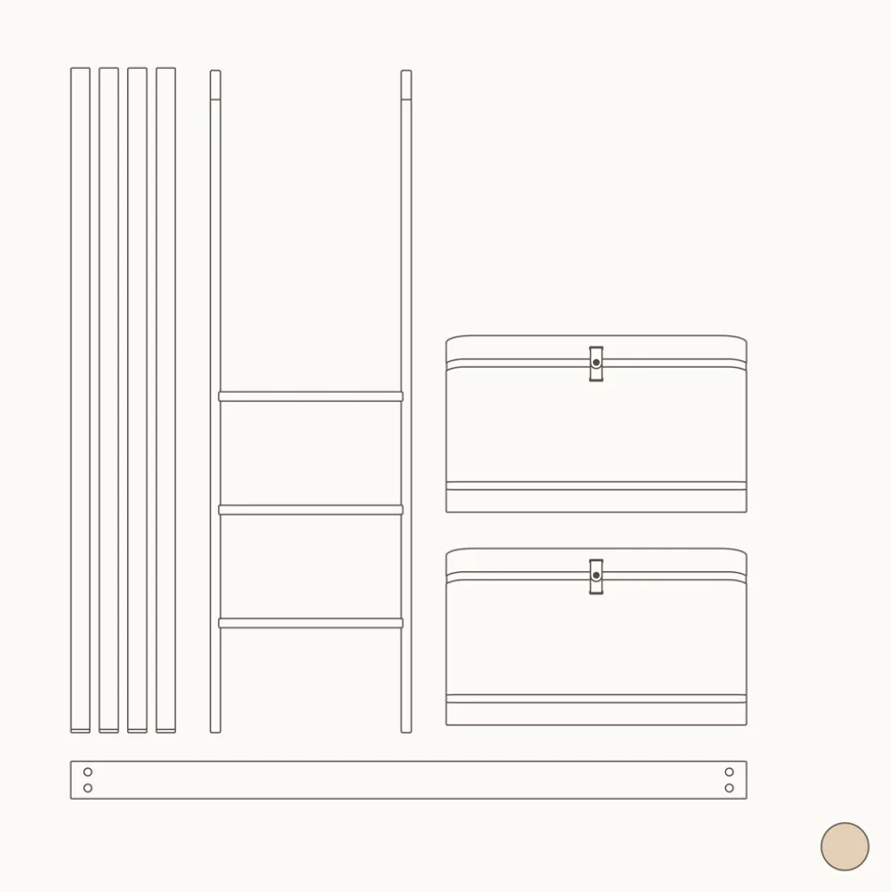 Oliver Furniture Umbauset Wood Mini+ Babybett inkl. Umbauset Juniorbett und Geschwisterset zum halbhohen Etagenbett Eiche