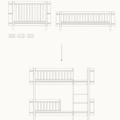 Oliver Furniture Umbauset Wood Mini+ Babybett inkl. Umbauset Juniorbett und Geschwisterset zum halbhohen Etagenbett Eiche