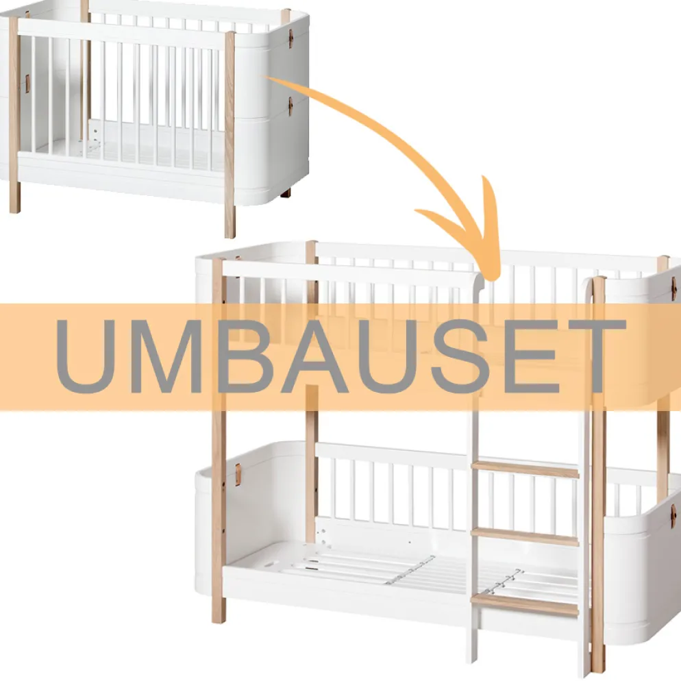 Oliver Furniture Umbauset Wood Mini+ Basic zum halbhohen Etagenbett Weiß/Eiche