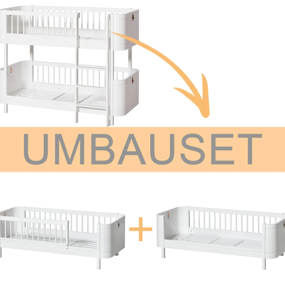 Oliver Furniture Umbauset Wood Mini+ halbhohes Etagenbett zu 2 Juniorbetten Weiß