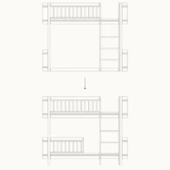Oliver Furniture Umbauset Wood Mini+ halbhohes Hochbett zum halbhohen Etagenbett Weiß/Eiche