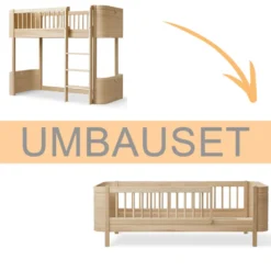 Oliver Furniture Umbauset Wood Mini+ halbhohes Hochbett zum Juniorbett Eiche