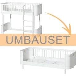 Oliver Furniture Umbauset Wood Mini+ halbhohes Hochbett zum Juniorbett Weiß