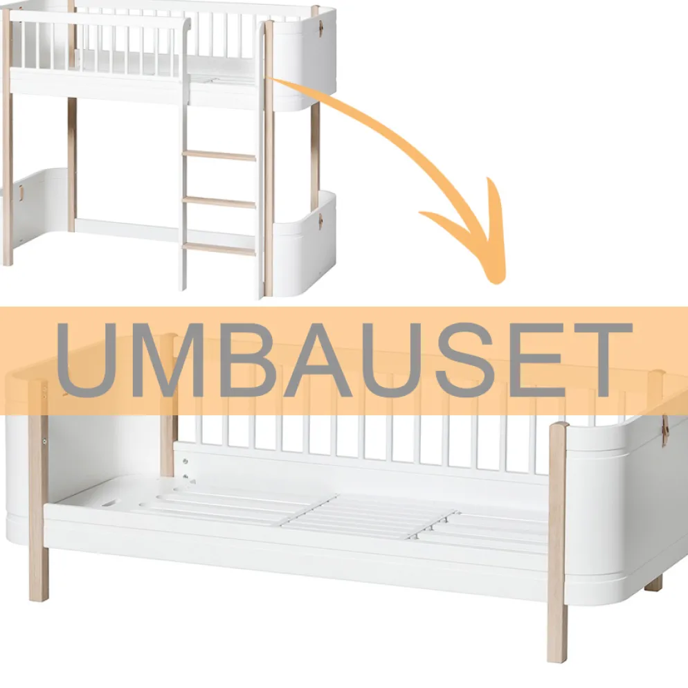 Oliver Furniture Umbauset Wood Mini+ halbhohes Hochbett zum Juniorbett Weiß/Eiche