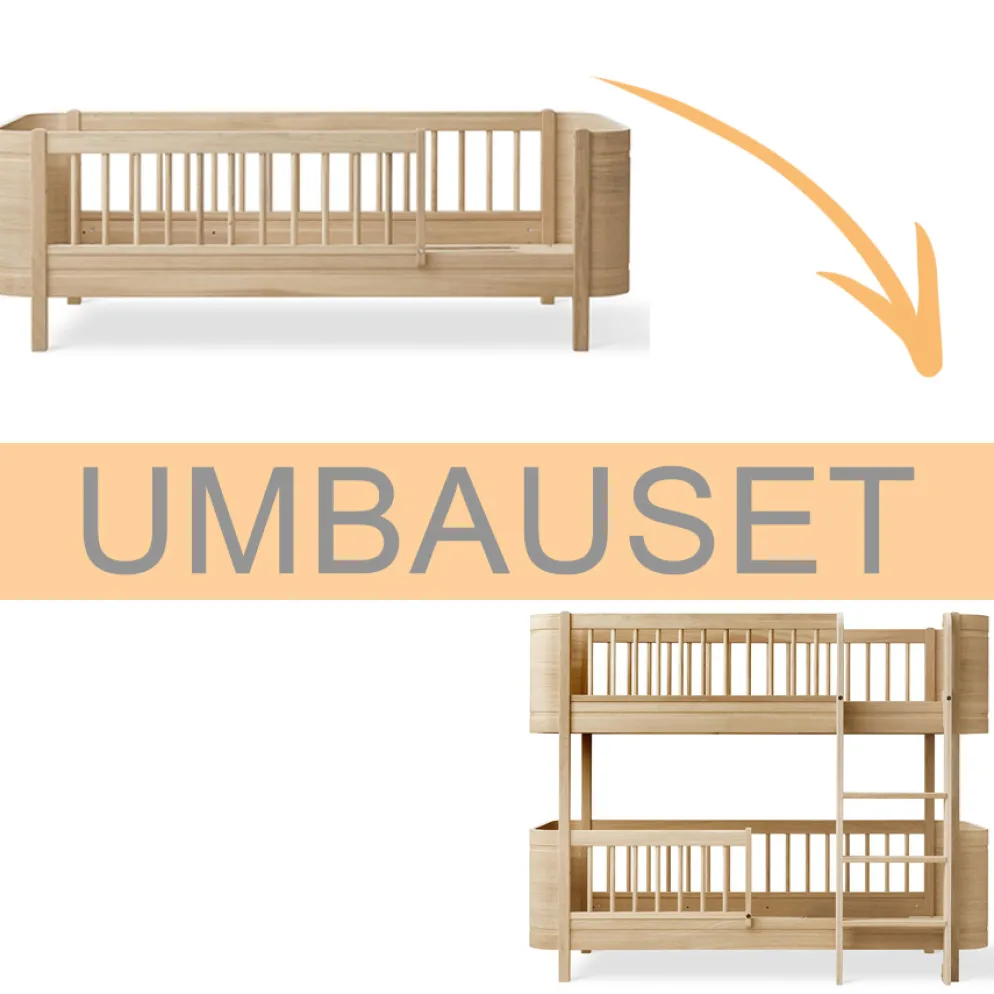 Oliver Furniture Umbauset Wood Mini+ Juniorbett zum halbhohen Etagenbett Eiche