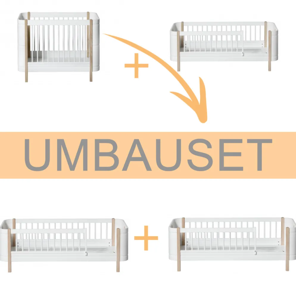 Oliver Furniture Umbauset Wood Mini+ Basic und Geschwisterset zu 2 Juniorbetten Weiß/Eiche