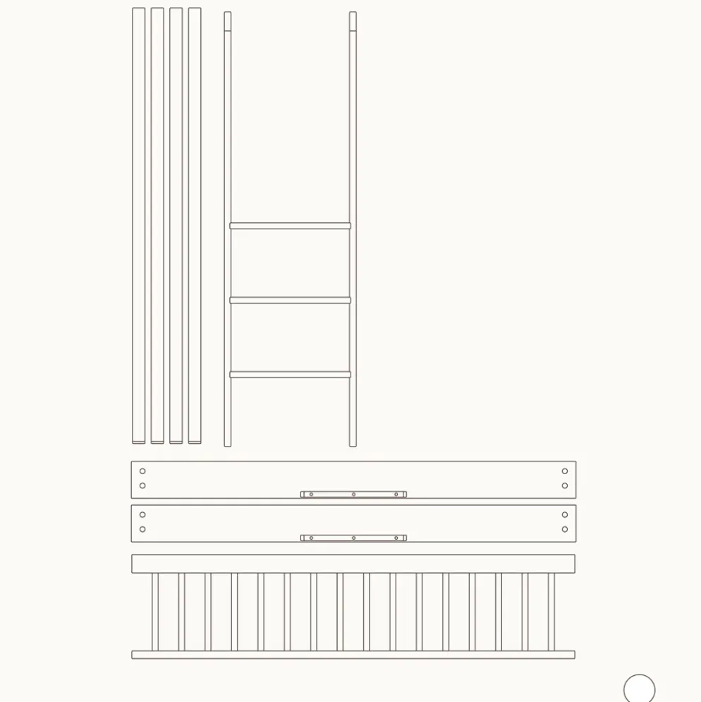 Oliver Furniture Umbauset Wood Mini+ Basic und Geschwisterset zum halbhohen Etagenbett Weiß