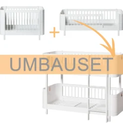 Oliver Furniture Umbauset Wood Mini+ Basic und Geschwisterset zum halbhohen Etagenbett Weiß