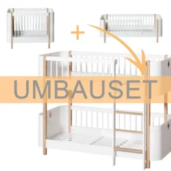 Oliver Furniture Umbauset Wood Mini+ Basic und Geschwisterset zum halbhohen Etagenbett Weiß/Eiche