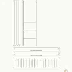 Oliver Furniture Umbauset Wood Mini+ Basic und Geschwisterset zum halbhohen Etagenbett Weiß/Eiche