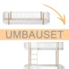 Oliver Furniture Umbauset Wood Original Bodenbett oder Hausbett zum halbhohen Hochbett, weiß/Eiche
