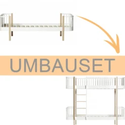 Oliver Furniture Umbauset Wood Original Einzelbett/Juniorbett zum Etagenbett, weiß/Eiche