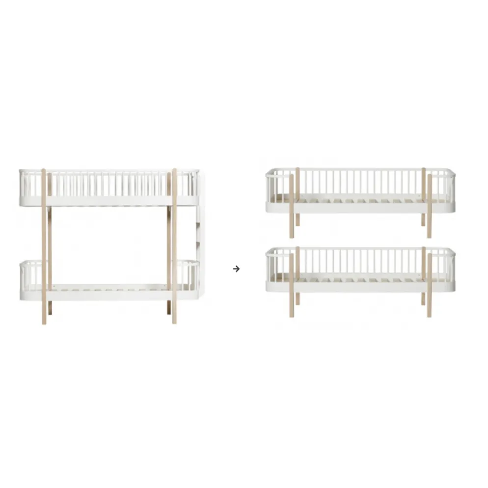 Oliver Furniture Umbauset Wood Original Etagenbett Leiter am Kopfteil zu 2 Bettsofas, Weiß/Eiche