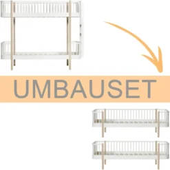Oliver Furniture Umbauset Wood Original Etagenbett Leiter am Kopfteil zu 2 Bettsofas, Weiß/Eiche