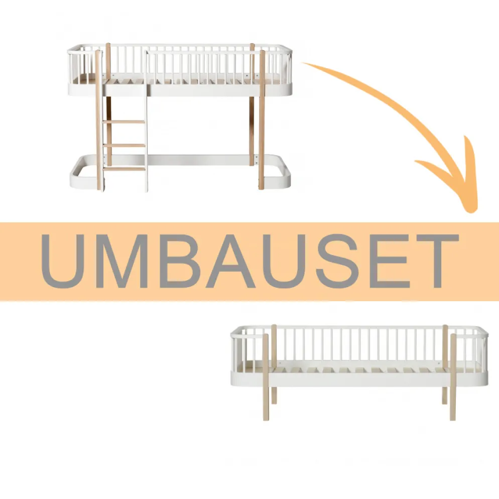 Oliver Furniture Umbauset Wood Original Halbhohes Hochbett zum Bettsofa Weiß/Eiche