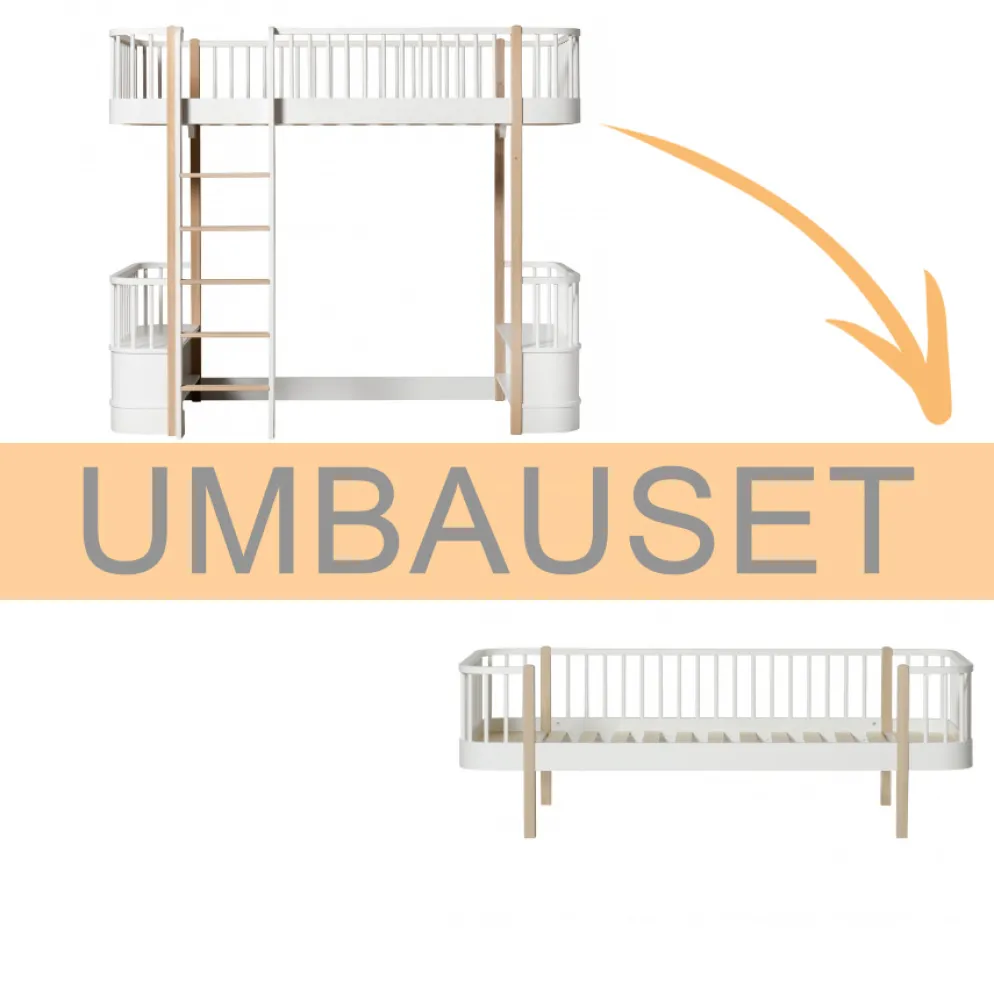 Oliver Furniture Umbauset Wood Original Hochbett zum Bettsofa Weiß/Eiche