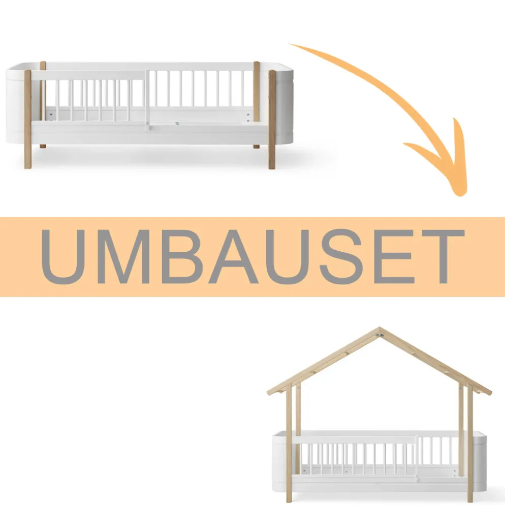 Oliver Furniture Umbauset Wood Mini+ Juniorbett zum Hausbett Eiche & weiß/Eiche