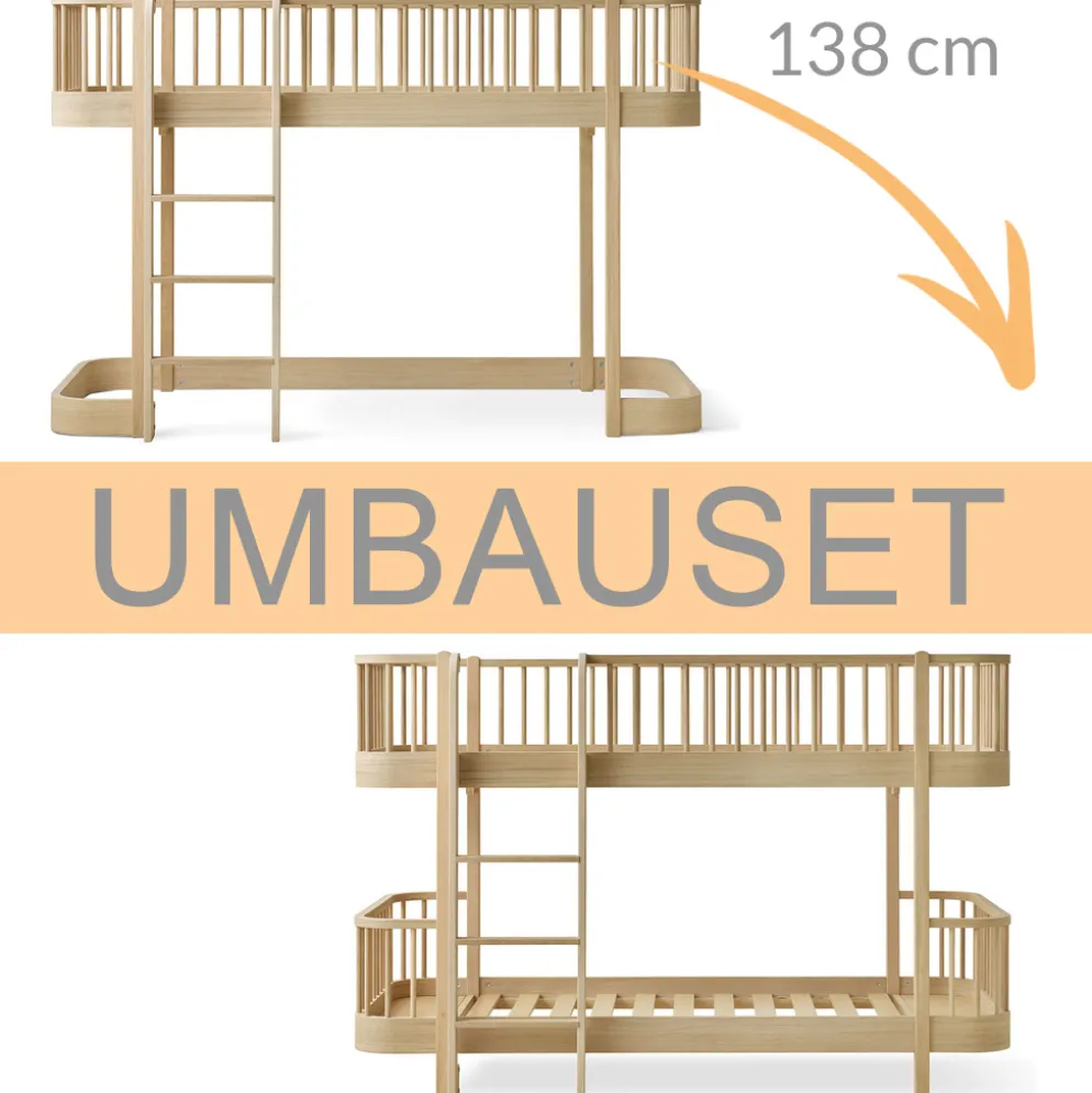 Oliver Furniture Umbauset Wood Original halbhohes Hochbett 138 cm zum halbhohen Etagenbett Eiche