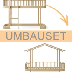 Oliver Furniture Umbauset Wood Original halbhohes Hochbett zum Hausbett Eiche