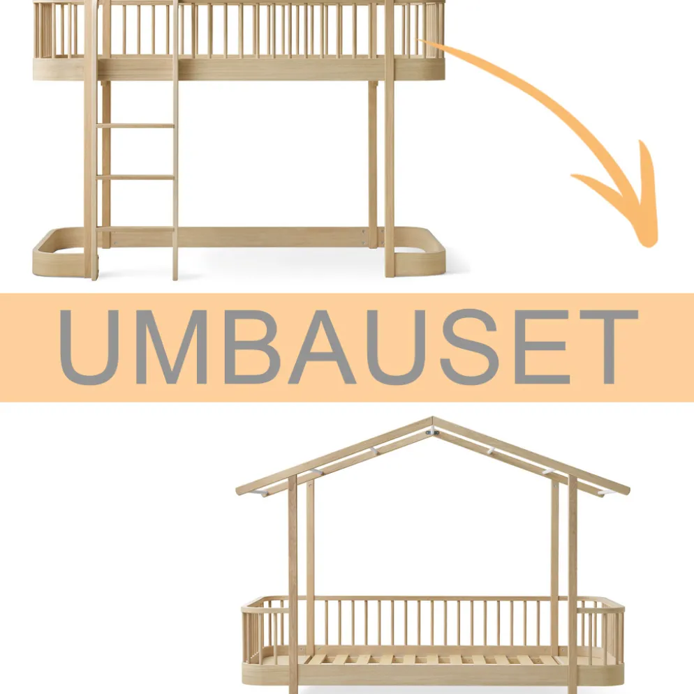 Oliver Furniture Umbauset Wood Original halbhohes Hochbett zum Hausbett Eiche