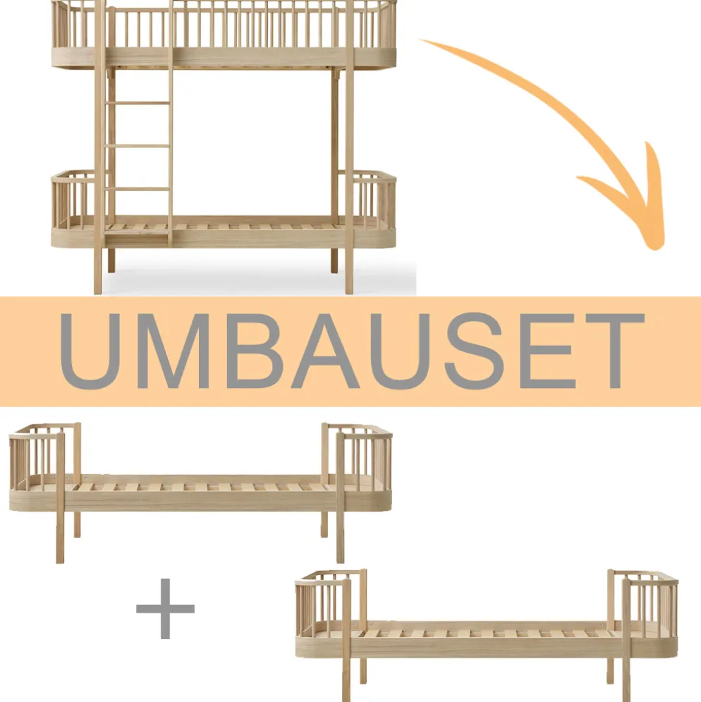 Oliver Furniture Umbauset Wood Original Etagenbett zu 2 Einzelbetten Eiche