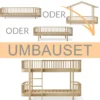 Oliver Furniture Umbauset Wood Original Bodenbett/Hausbett/Bettsofa zum halbhohen Etagenbett Eiche