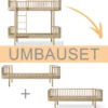 Oliver Furniture Umbauset Wood Original Etagenbett zu 1 Einzelbett und 1 Bettsofa Eiche