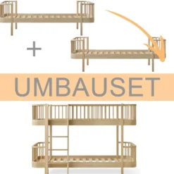 Oliver Furniture Umbauset 2 Wood Original Einzelbetten zum halbhohen Etagenbett Eiche