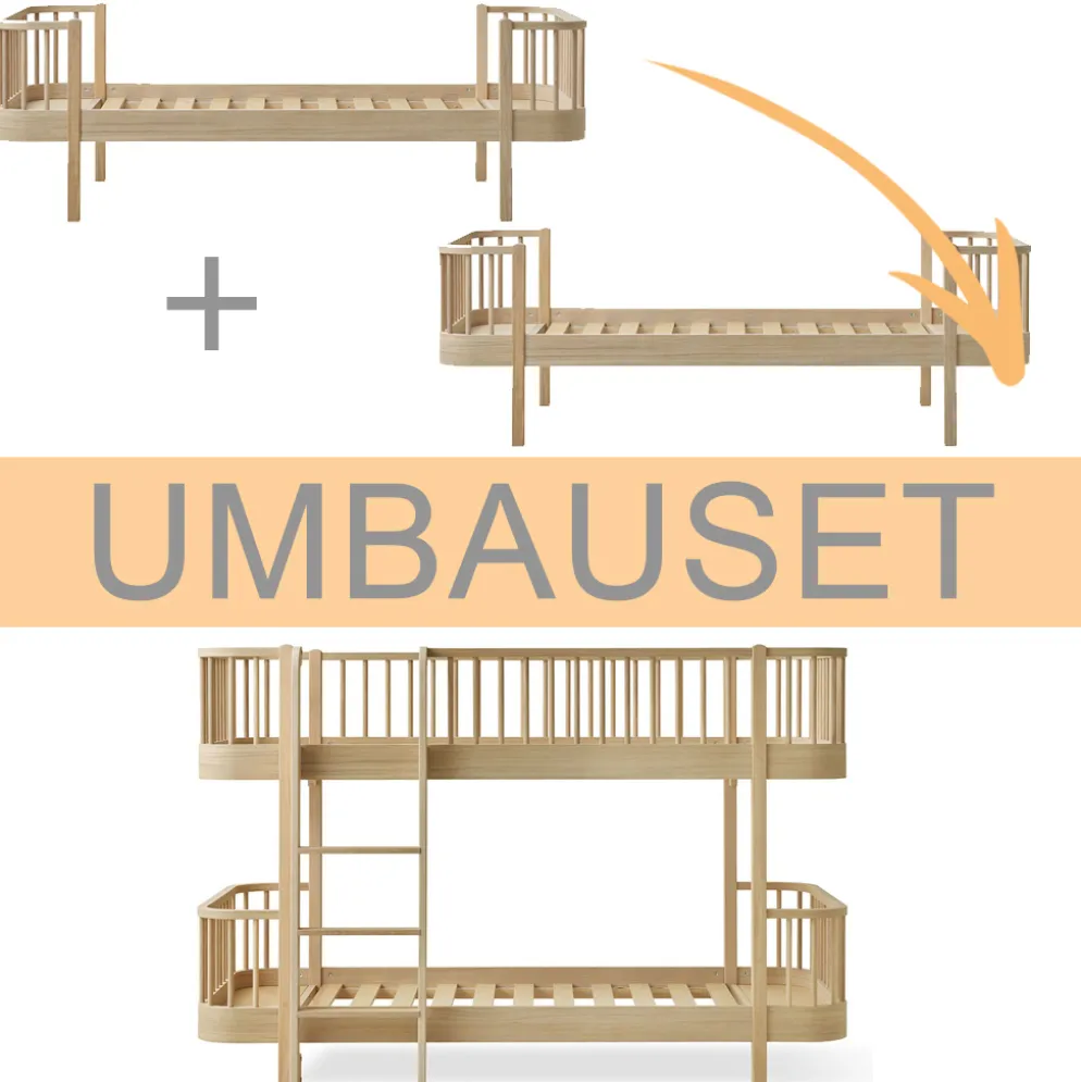 Oliver Furniture Umbauset 2 Wood Original Einzelbetten zum halbhohen Etagenbett Eiche