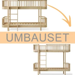 Oliver Furniture Umbauset Wood Original halbhohes Etagenbett zum Etagenbett Eiche