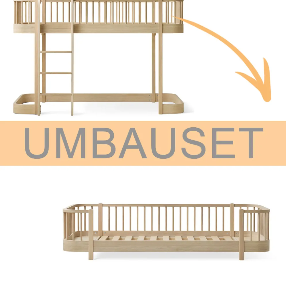Oliver Furniture Umbauset Wood Original halbhohes Hochbett zum Bodenbett Eiche