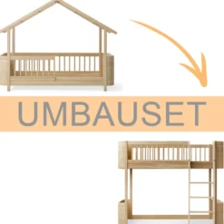 Oliver Furniture Umbauset Wood Mini+ Hausbett zum halbhohen Hochbett Eiche