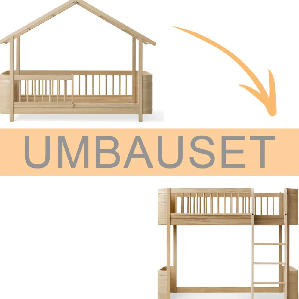 Oliver Furniture Umbauset Wood Mini+ Hausbett zum halbhohen Hochbett Eiche