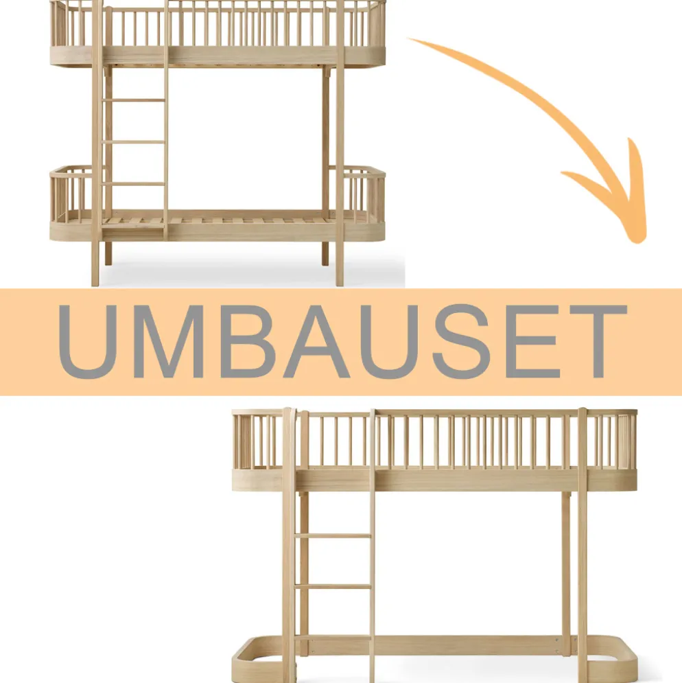 Oliver Furniture Umbauset Wood Original Etagenbett zum halbhohen Hochbett Eiche
