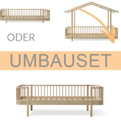Oliver Furniture Umbauset Wood Original Bodenbett/Hausbett zum Bettsofa Eiche