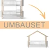 Oliver Furniture Umbauset Wood Mini+ halbhohes Etagenbett zum Hausbett Eiche & weiß/Eiche