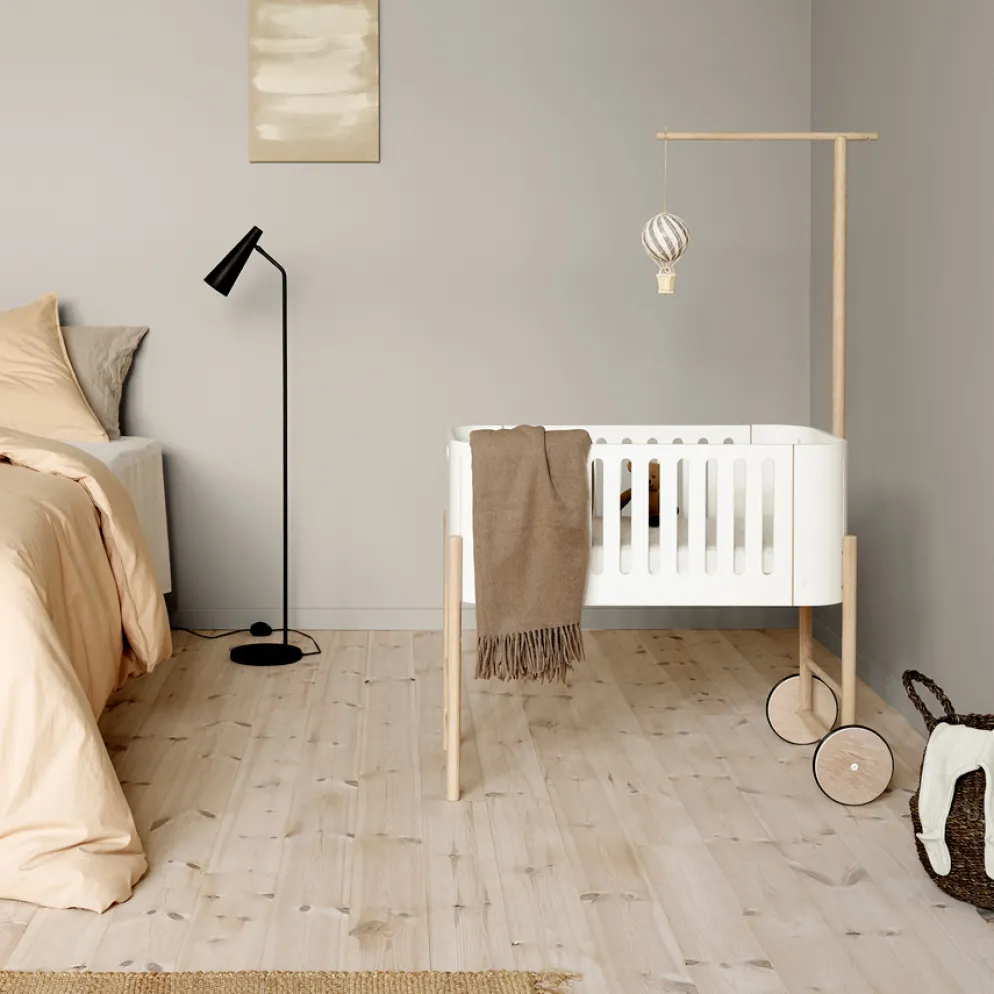 Oliver Furniture Wood Beistellbett inkl. Umbauset zur Bank Weiß/Eiche