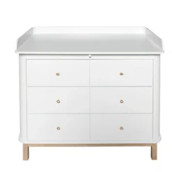 Oliver Furniture Wood Große Wickelplatte für Kommode 3 Schubladen Weiß