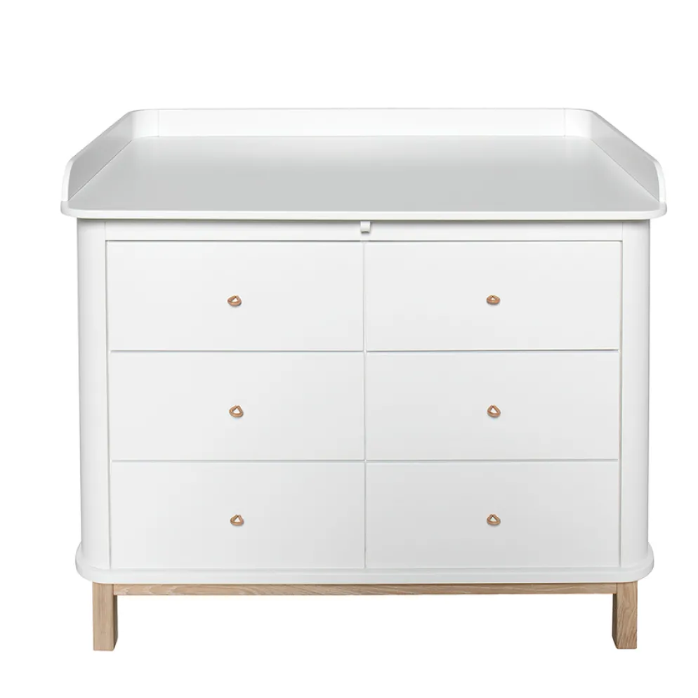 Oliver Furniture Wood Große Wickelplatte für Kommode 3 Schubladen Weiß