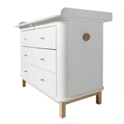 Oliver Furniture Wood Große Wickelplatte für Kommode 3 Schubladen Weiß