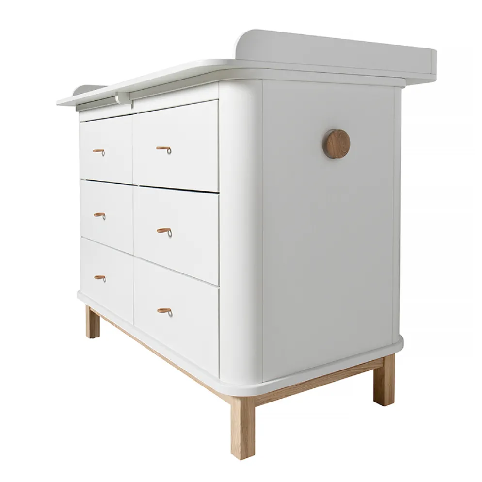 Oliver Furniture Wood Große Wickelplatte für Kommode 3 Schubladen Weiß
