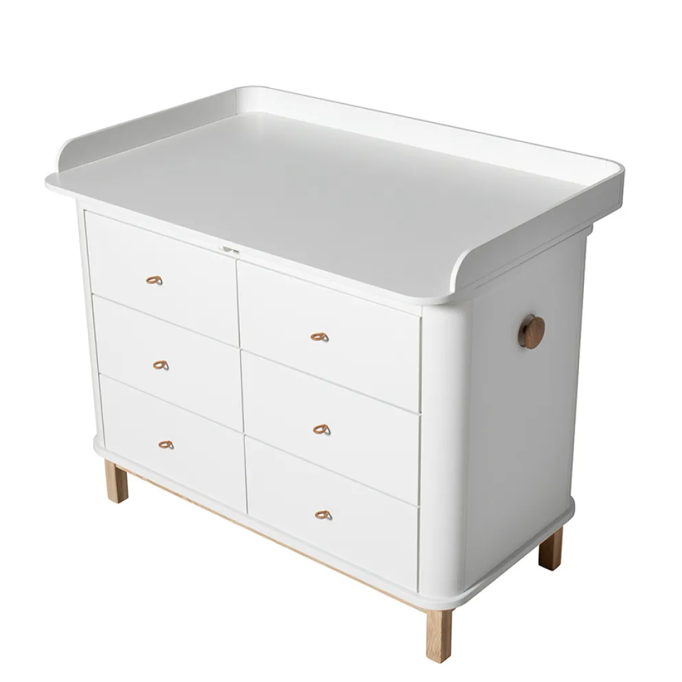 Oliver Furniture Wood Große Wickelplatte für Kommode 3 Schubladen Weiß